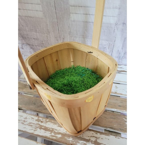 Chicken Easter Bunny basket decor home wooden shab - Picture 5 of 6